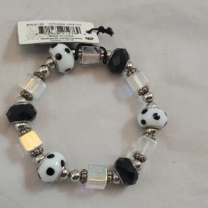 Pulsera de cuentas de vidrio Facets 5th Avenue negro/blanco/transparente - Imagen 1 de 4
