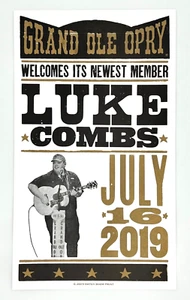 Luke Combs Hatch Show Print Grand Ole Opry 2019 Induction Print (13" X 22.5") - Picture 1 of 3