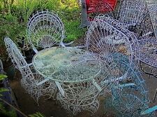 Rare 6 pcs. Antique Peacock wrought iron patio 42” table  4 chairs & love seat