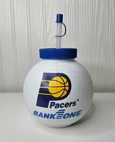 Basketball Shaped Indiana Pacers Water Bottle Game Souvenir Cup w/ Straw & Lid Cover