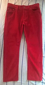 Banana Republic SAUCY RED Mens Corduroy Slacks 5 Pockets 33x30 Casual Sportswear - Picture 1 of 11