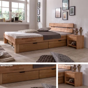 Futonbett JUDITH Kernbuche Massiv geölt Bettkasten Jugendbett Schlafzimmer - Bild 1 von 10