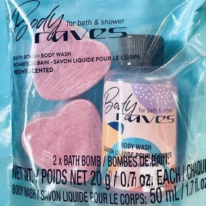New Body Raves for Bath & Shower Heart Bath Bomb Body Wash Set Peony Scented - Picture 1 of 3