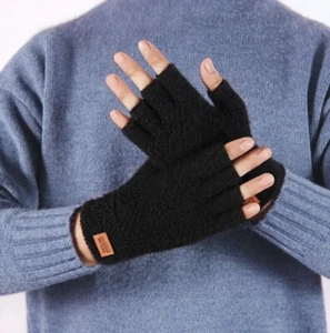 Dark Blue Fingerless Wool Knitting Gloves ~ POSH~ ONE SIZE FITS ALL- USA SHIP - Picture 1 of 3