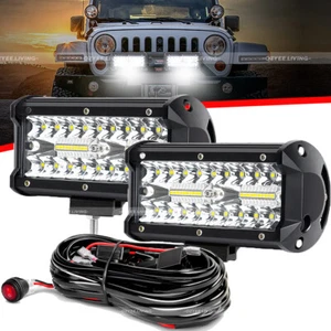 2X 7inch 800W LED Work Pods Light Bar Spot Truck Offroad Driving Fog Lam & Wire - Imagen 1 de 10
