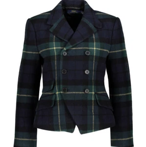 £796 POLO RALPH LAUREN ‘Kirra’ Gordon Plaid Tartan Wool-Blend Blazer Jacket - Picture 1 of 10