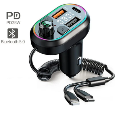 Receptor Transmisor FM Inalámbrico Bluetooth Reproductor de MP3 Adaptador Coche Manos Libres Kit⇤ Foto 1 de 4