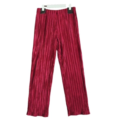NUEVO CON ETIQUETAS $79 ALFANI Pantalones Plisados Terciopelo Vacaciones Pierna Ancha MEDIANOS (8-10) Rojo Malbec Foto 1 de 4