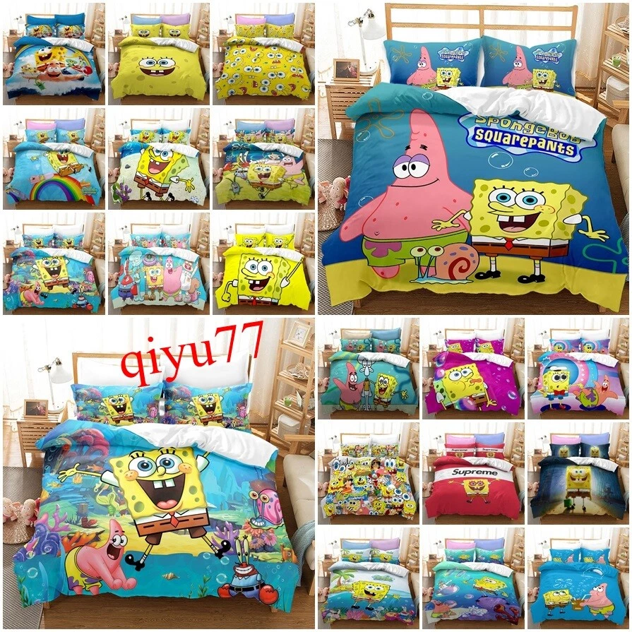 Spongebob Squarepants 3D Duvet Cover Pillowcase Bedding Set Single Double - Image 1 of 1