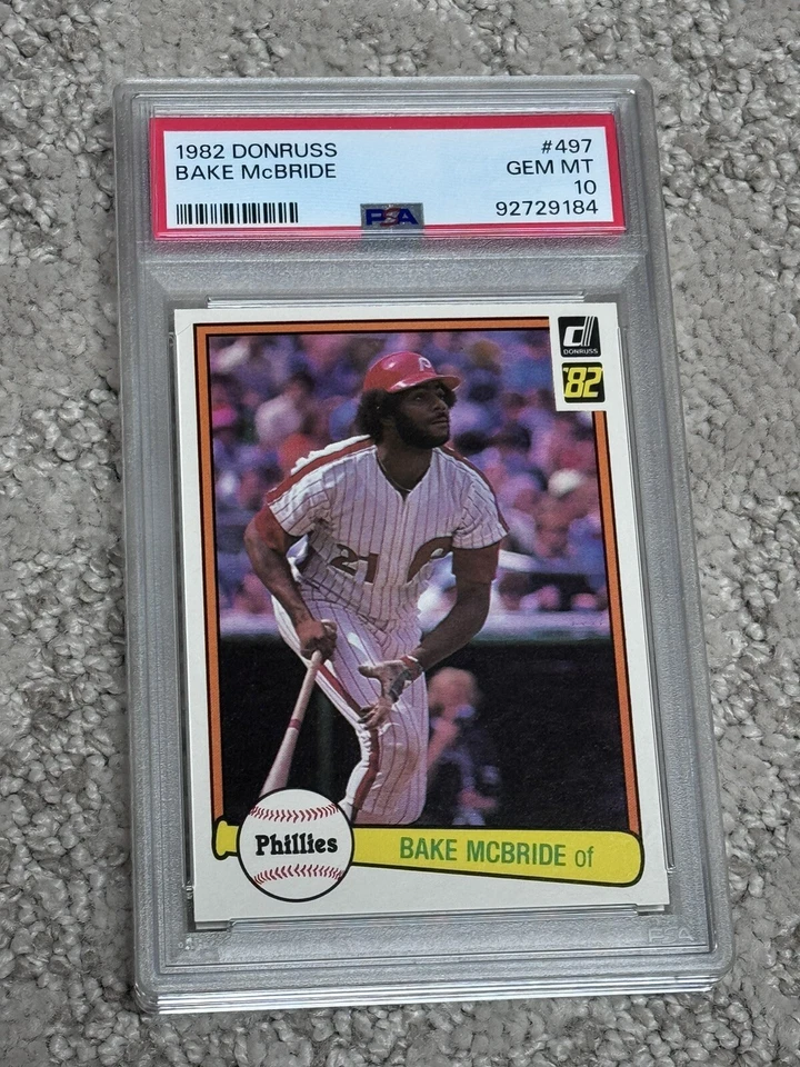 PSA 10 GEM MINT BASEBALL CARD 1982 DONRUSS BAKE MCBRIDE PHILADELPHIA PHILLIES - Image 1 of 1