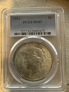Moneda de 1 dólar de plata Peace 1922 graduación profesional MS63 EE. UU. - Imagen 1 de 2
