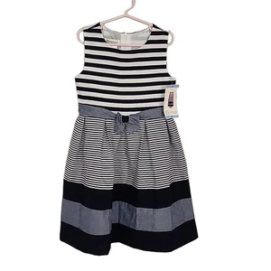 Vestido Bonnie Jean azul marino/blanco, nuevo con etiquetas, 6 - Imagen 1 de 5