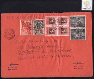 VPH_248. VATICAN Richly franked 1953 letter w. pair 250 L TOBIA Sc. C16 & more - Picture 1 of 1