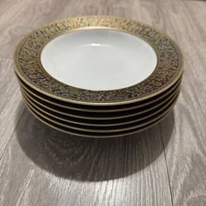 6er Set Sango RICHELIEU China SUPPENSCHALEN 8,5" SCHWARZ GOLD ROLLE Hergestellt in Japan - Bild 1 von 14