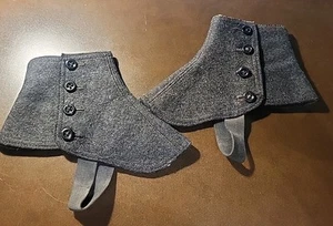 Victorian Over Ankle Gaiters Boot Shoe Cover black Wool Felt *Size Small* - Picture 1 of 7