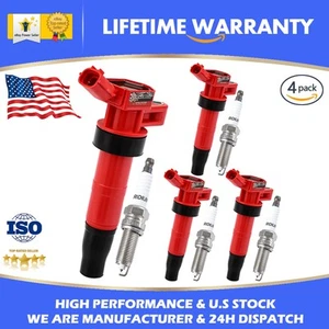 4 Ignition Coils + Spark Plugs Pack For 2011-16 Kia Optima Sonata 2.4L L4 UF611 - Picture 1 of 10