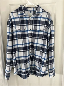 HERREN BLAU/WEISS KARIERTES LANGARM BAUMWOLLHEMD - VON: AMERICAN EAGLE - GRÖSSE: LARGE - Bild 1 von 4