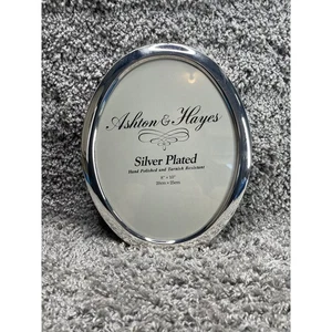 Ashton & Hayes Silver Plated Photo Picture Frame Oval Modern Home Decor - Picture 1 of 8