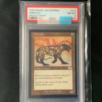 MTG Wirecat PSA 8 English 1998 Urza’s Saga Rare Artifact Creature Vintage NM - Image 1 of 2