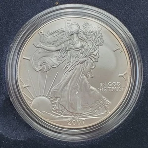 2007 W Burnished Silver Eagle BU | OGP Box & COA | .999 Fine silver 1 oz - Picture 1 of 5