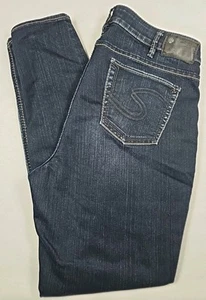 Silver Jeans Womens SZ 14 L 31 Blue Dark Wash Stevie Skinny Denim Preppy Stretch - Picture 1 of 11