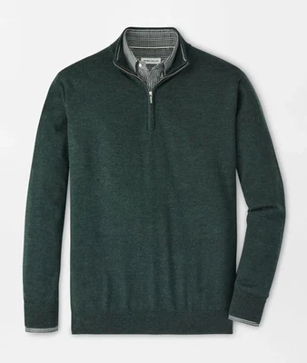 NEW MENS PETER MILLAR GOLF L/S Autumn Crest 1/4 ZIP SWEATER, MEDIUM, NORDIC PINE - Image 1 of 4