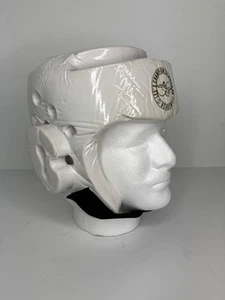 White Sparring Foam Padded Helmet Head Gear Taekwondo MMA Size Large - Picture 1 of 12