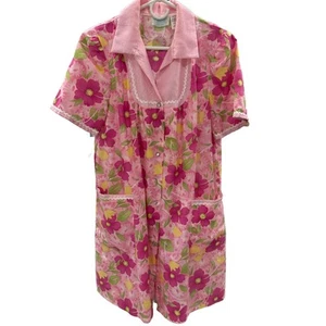 Vintage Ashley Taylor Housecoat Sleepwear Robe Moo Moo Size S Snaps Grannycore - Picture 1 of 7