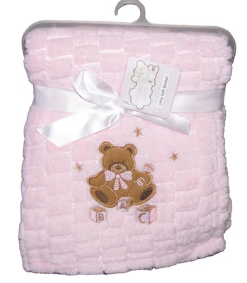 SNUGLY BABY ULTRA SOFT BLANKET PINK BLOCK TEDDY BEAR STAR RATTLE ABC GIRL NEW - Изображение 1 из 2
