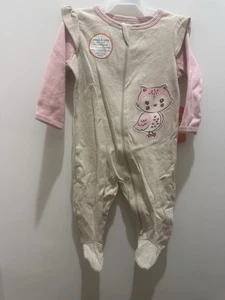NUEVO Bebé Niña Búho Dormir N Jugar, Beige/Rosa, 6-9 Meses Nuevo con Etiquetas - Imagen 1 de 7