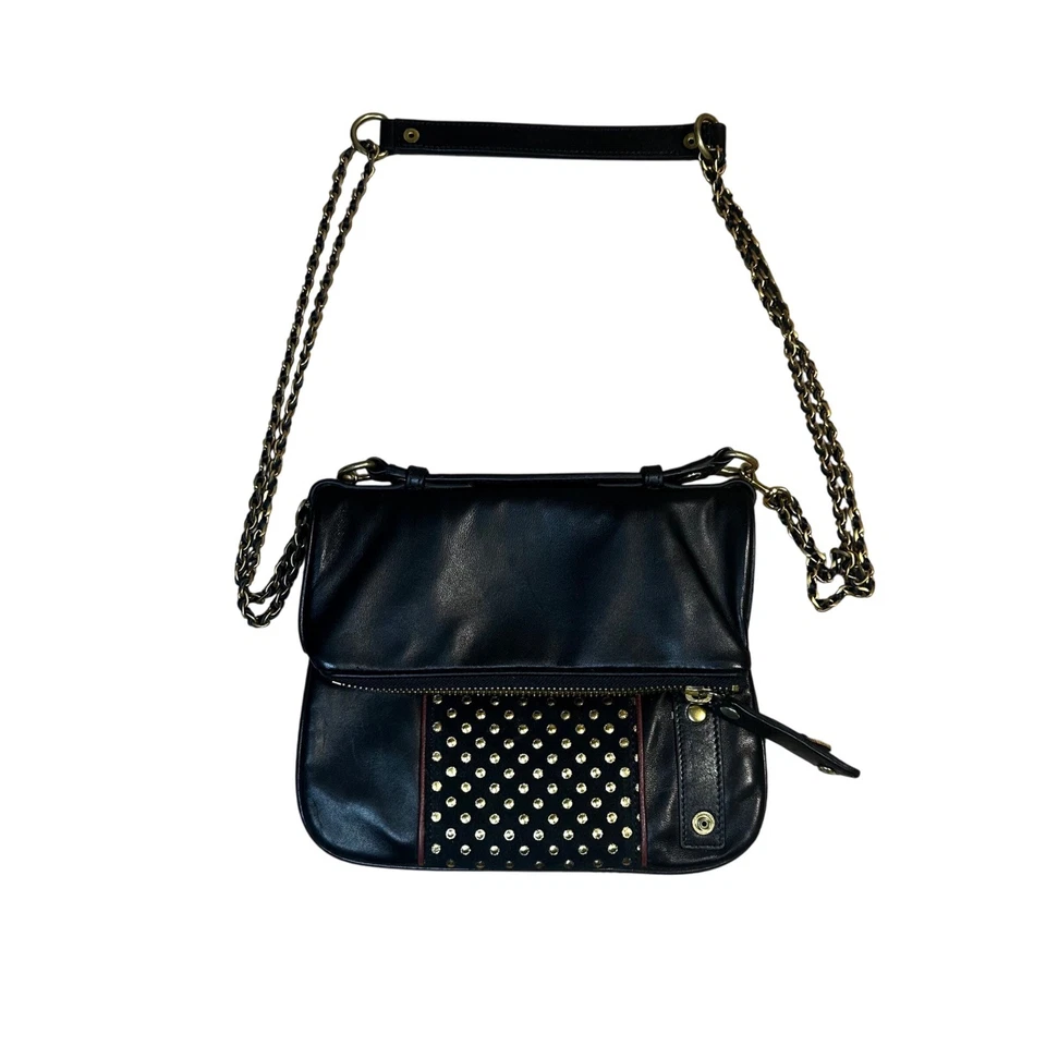 MAYLE черной кожи с заклепками наплечная сумка цепочка ремень - Изображение 1 из 4