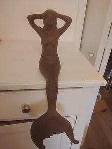 Sirena in ghisa, decorazione sirena, statuina sirena, decorazione nautica 18" - Foto 1 di 6