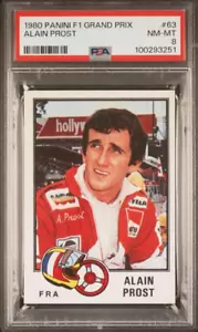 1980 Panini F1 Grand Prix #63 Alain Prost Rookie Card RC PSA 8 NM-MT - Picture 1 of 2