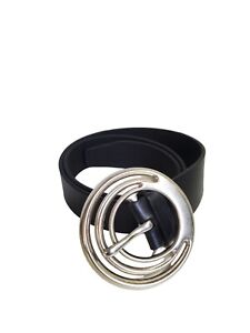 Silpada Designs Statement Belt Medium M Black Leather with Spiral Circle Buckle