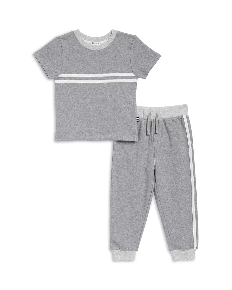 Splendid Boys' Contrast Striped Tee & Pants Set Heather Gray $68 Size 2 - Image 1 of 1