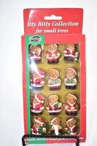 STERLING ITTY BITTY COLLECTION FOR SMALL TREES BEARS DRESSED AS SANTA SET OF 12 - Picture 1 of 5