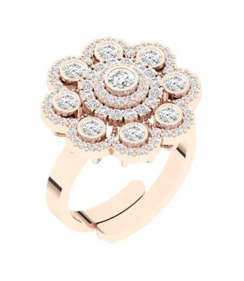 VS1 F 1.45 Ct Round Cut Lab Grown Diamond Right Hand Wedding Ring 14K Solid Gold - Image 1 of 4