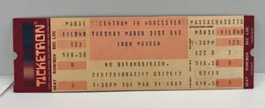 Iron Maiden Concert Ticket FULL March 31 1987 Worcester Pre Bar Code Ticketron - Picture 1 of 2