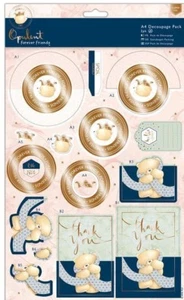 Papermania Decoupage A4 paper 4 sheet pack Forever Friends OPULENT gold foil - Picture 1 of 1