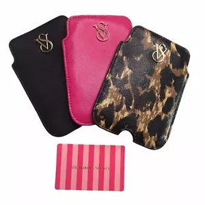 Lote de 3 Nuevas Cartera Victoria's Secret Cuero Porta Identificación Rosa Negro Animal - Imagen 1 de 5