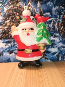 Vintage Blow Molded Santa Claus Holding Partridge in a Pear Tree Ornament Christ - Picture 1 of 6