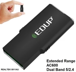 WiFi Adapter AC 600Mbps USB Wireless Network Extended Range Receiver Dongle 600 - Picture 1 of 8
