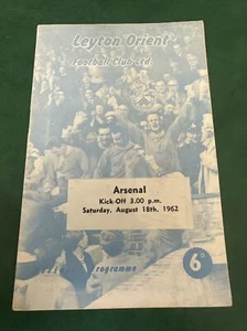 1962 Leyton Orient V Arsenal Football Programe 1st Division Season - Picture 1 of 3