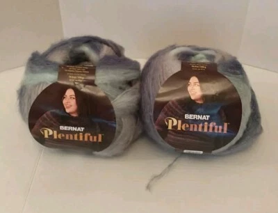 Bernat Plentiful Wool Acrylic Blend Yarn SURF Blue Gray Lot 1 Partial & 1 Full - Image 1 of 4