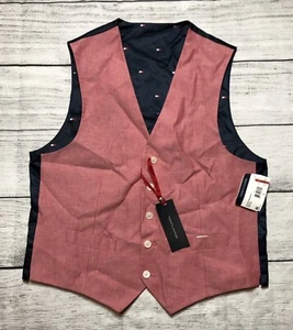 Tommy Hilfiger Men’s Suit Vest Medium Pink Blue R6 - Picture 1 of 9