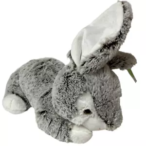 Bunny Rabbit Large Plush Toy 15.5 Inch Laying Down Gray Happy Go Fluffy New - Picture 1 of 10