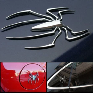 1x Silver Chrome Metal Spider Logo Car Sticker Emblem Badge Decals Accessories - Bild 1 von 11