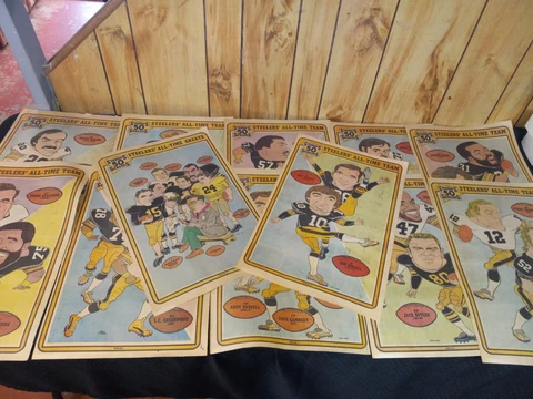 1982 Pittsburgh Press STEELERS 50 SEASON SET 12 Caricature Posters Chuck Livolsi Cover