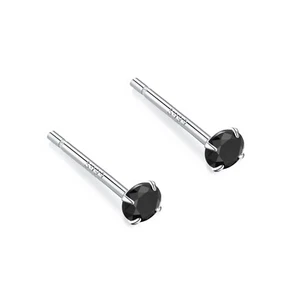 Sterling Silver & 3mm Diamond Four-Claw Glowing Earrings Stud Earrings Studs - Picture 1 of 19