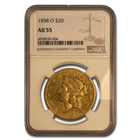 1858-O $20 Liberty Gold Double Eagle AU-55 NGC - SKU#155222 Cover